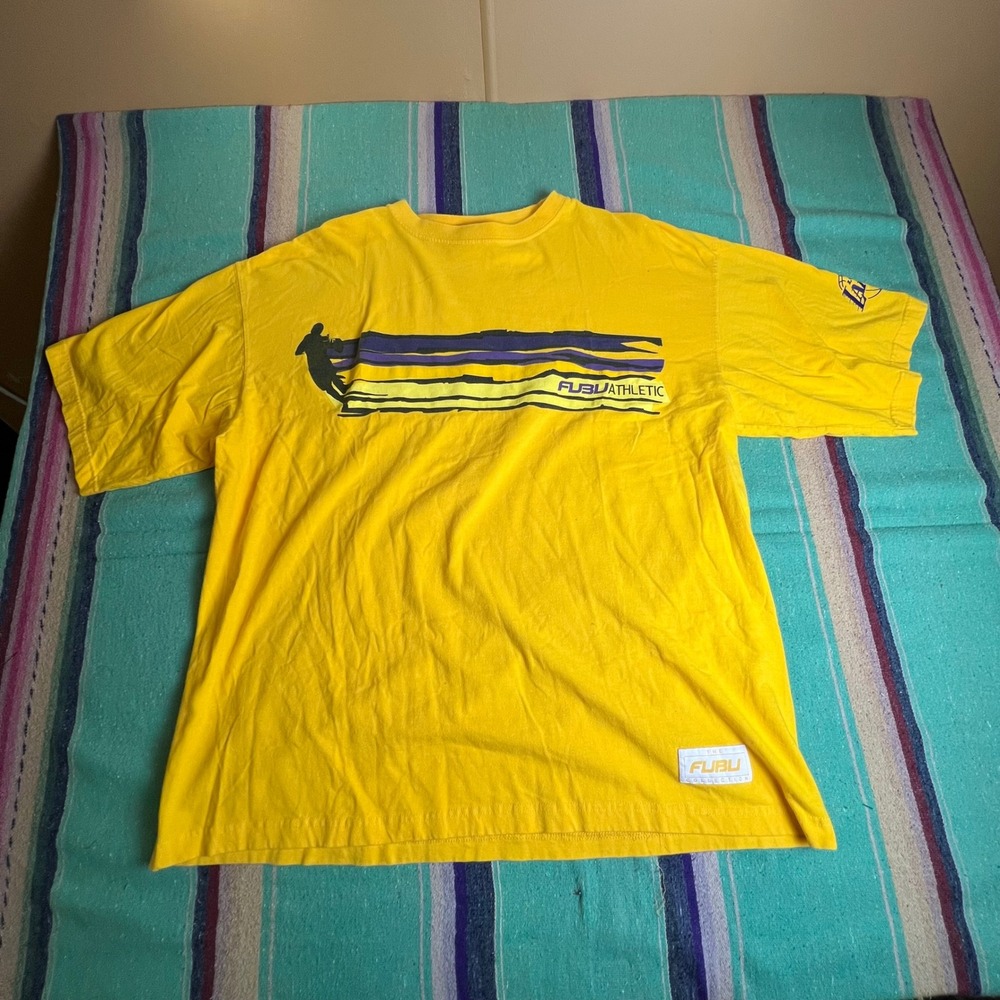 FUBU T-Shirt Mens XXL Yellow LA Lakers Graphic Athletic Vintage Streetwear 90s